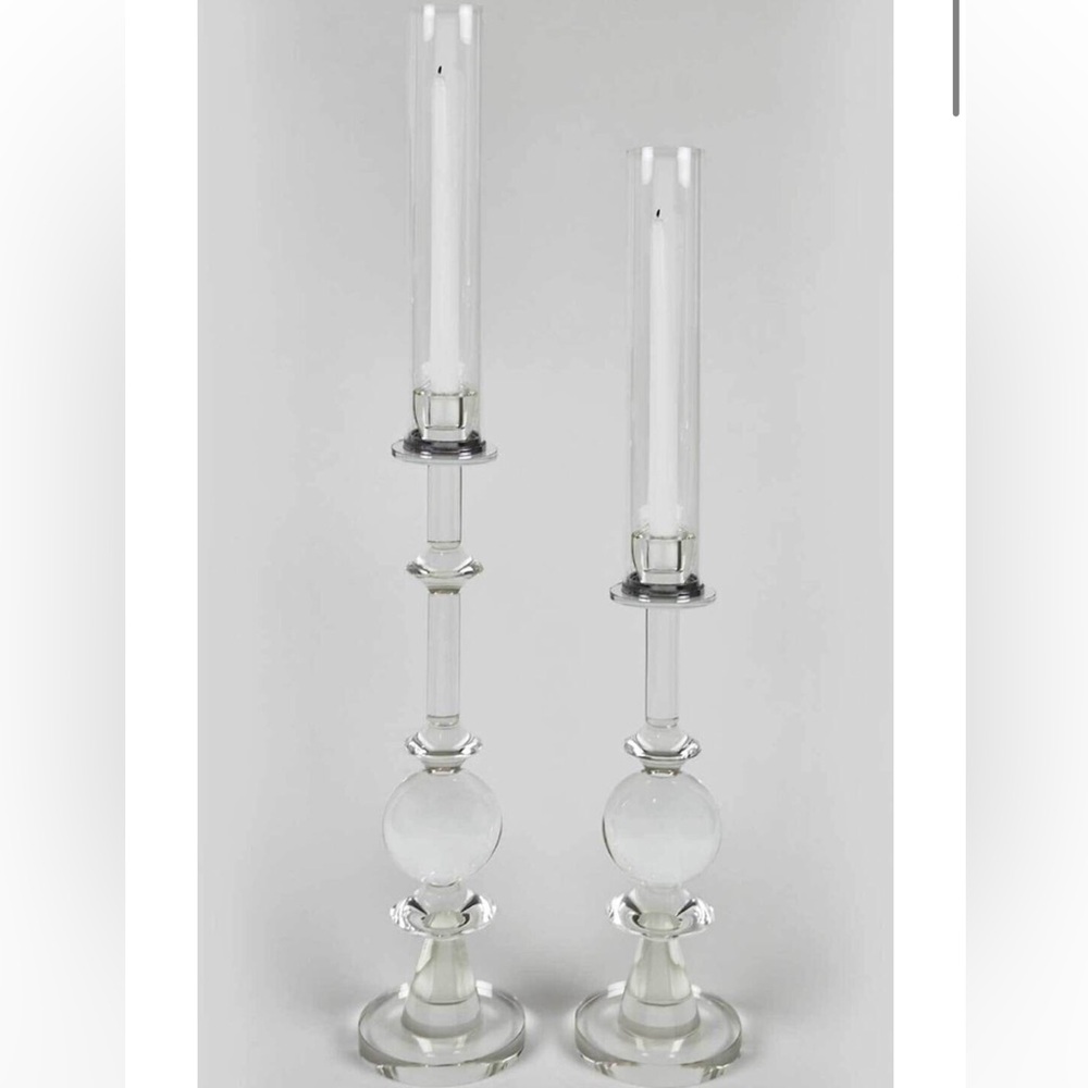 2 Crystal Glass Ball Candle Holders with Shade
Small and Medium